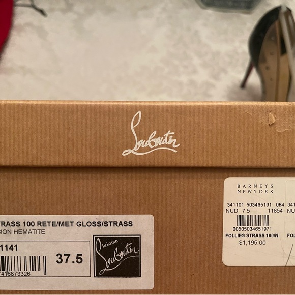 Christian Louboutin Follies Strass 100mm Heels - Hematite 37.5 - Picture 8 of 15